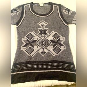 Lacoste Knit Short Sleeve Top Sweater Gray Size 34 / Small